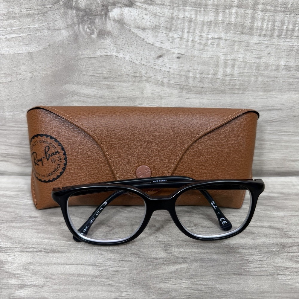 RAY BAN KIDS RB 1900 3833 47-15-125 BLACK FULL RIM EYEGLASSES With Case